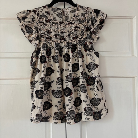 Ulla Johnson Erin Top Gardenia Floral Flutter Sleeve Size 4 Viscose Cotton Blend - Picture 8 of 16